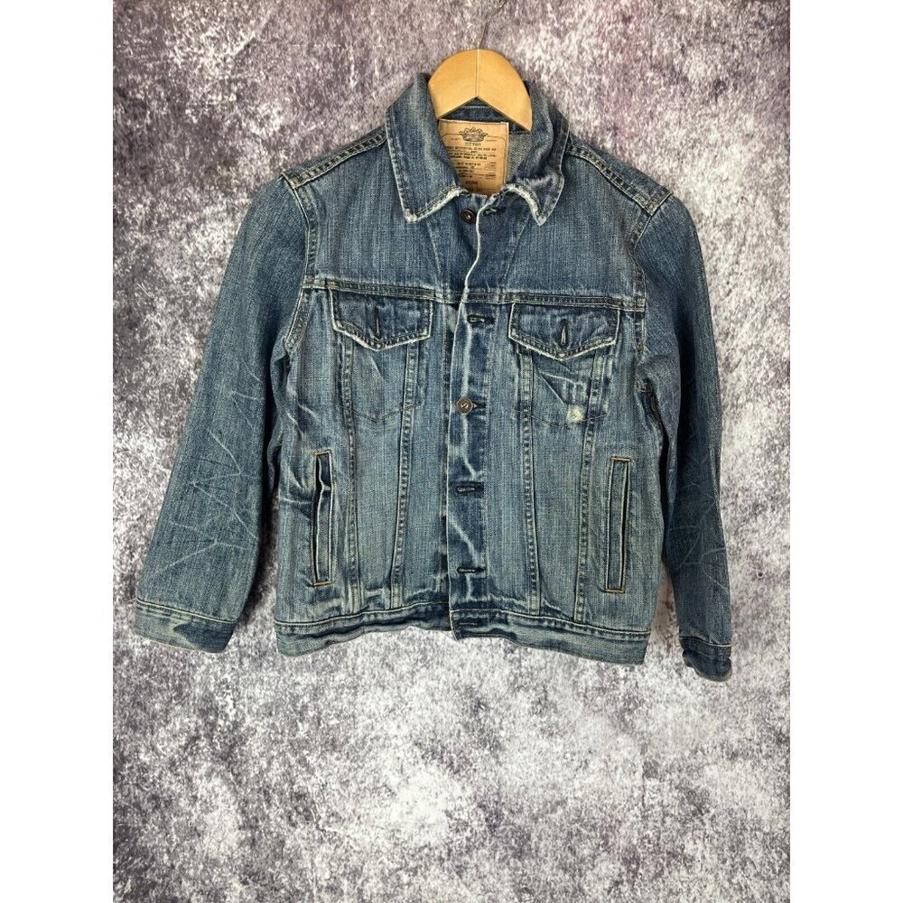 OLD NAVY Jacket Womens M Blue Denim Jean Cropped Trucker Wash‎ Y2K Retro 80s 90s